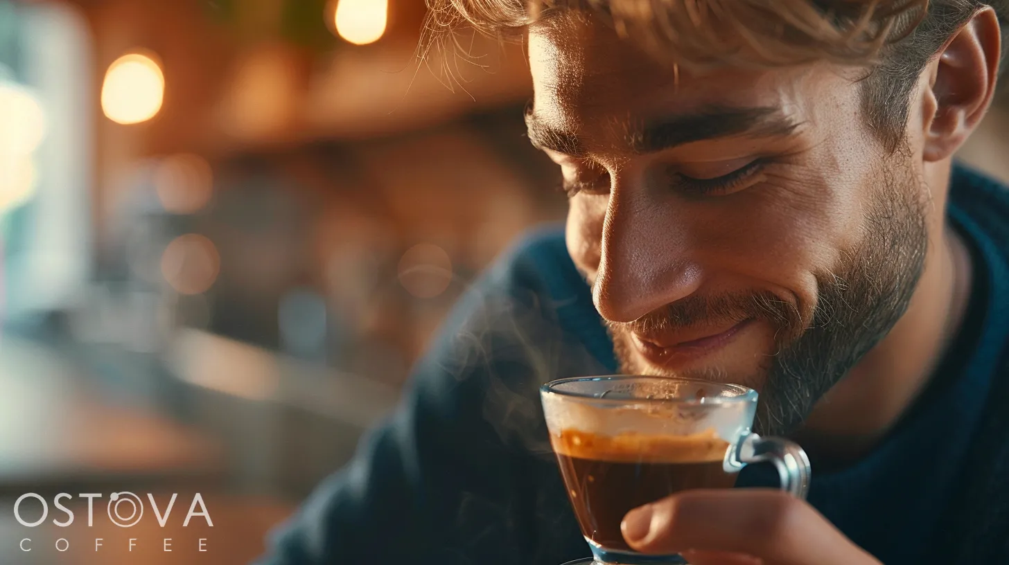 Steaming cup of coffee being cradled by hands